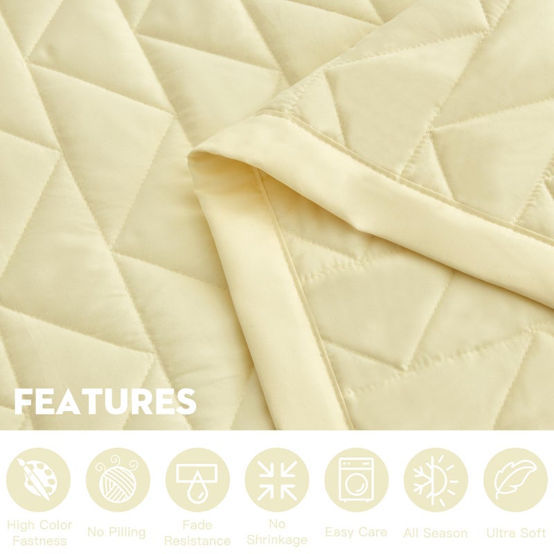 Blythease Oversized King Bedspread 128x120 Extra Wide, Modern & Contemporary Look, Lightweight Bedding Cover, Reversible, 5 Piece Set, Ivory Yellow - Image 5