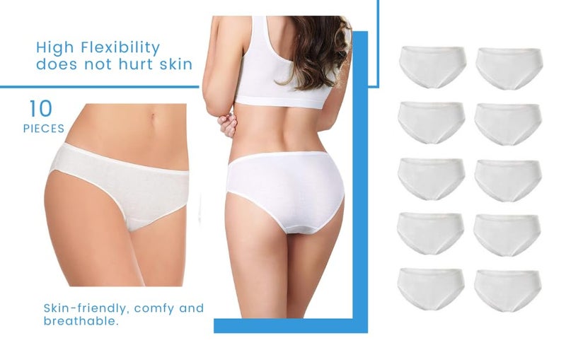 Sizi 10 Disposable Panties for Women Maternity,Periods,Body Massage,Non Transparent Double Layered Women's Travelling Briefs Use and Throw Panties for Girls Ladies Panty (M) - Image 3