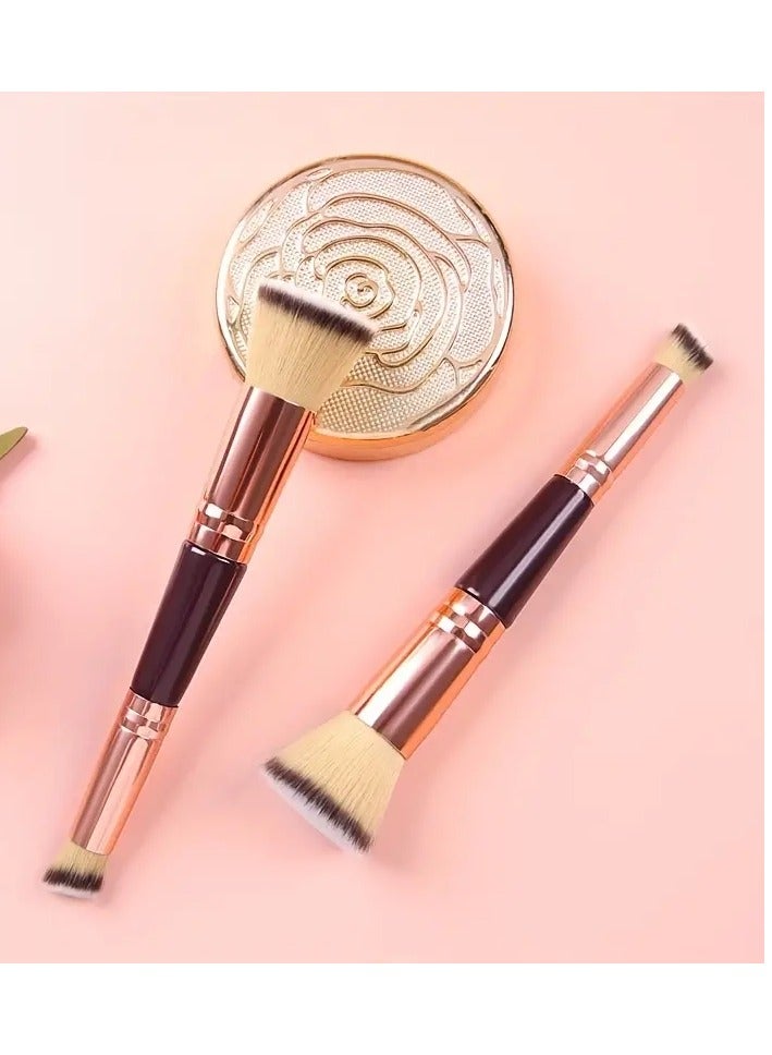 ORiTi 1 PCS Double ended Foundation Brush Dual Purpose Makeup Brush Short Hair Foundation Brush Oblique Conclear Brush Beauty Tools  - Image 1