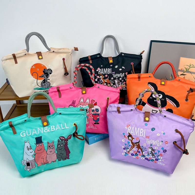Japanese-Style Casual Versatile Single Shoulder Bag With Needle Embroidery, Cartoon Tote Canvas Bag For Commuting And Trendy Crossbody Women'S Bag - Image 5
