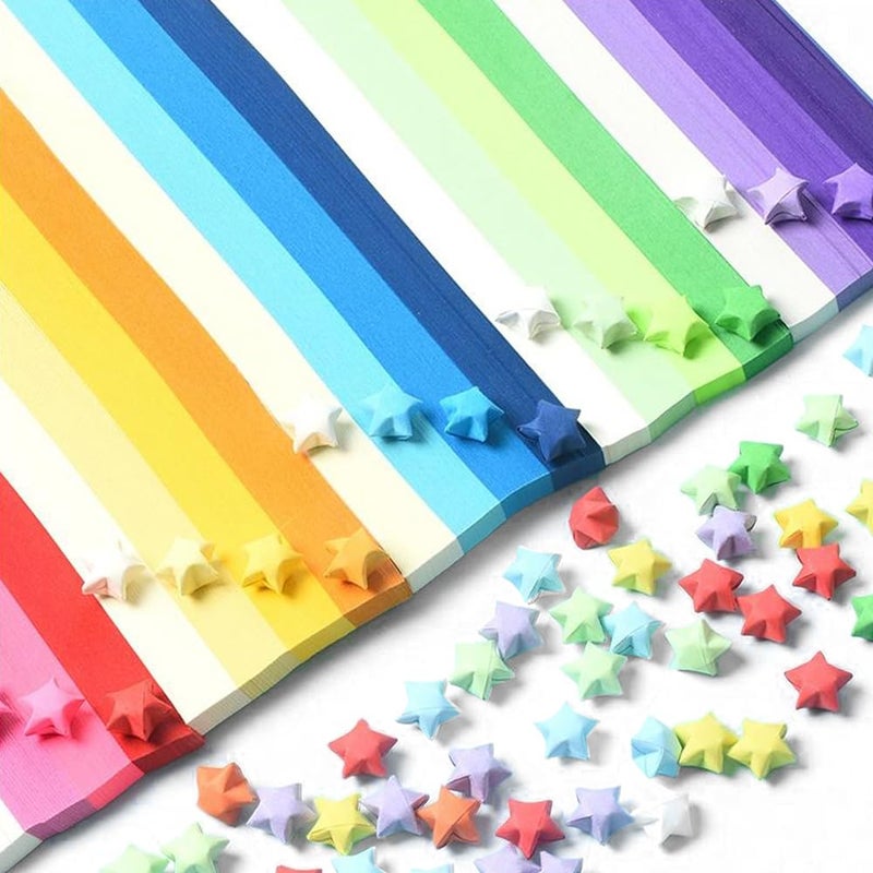 TRKETK 1080 Pieces Origami Paper Colorful Stars Rainbow Folding Paper Strips Origami Paper Strips Stars Lucky Charm for Crafts DIY Decoration - Image 1