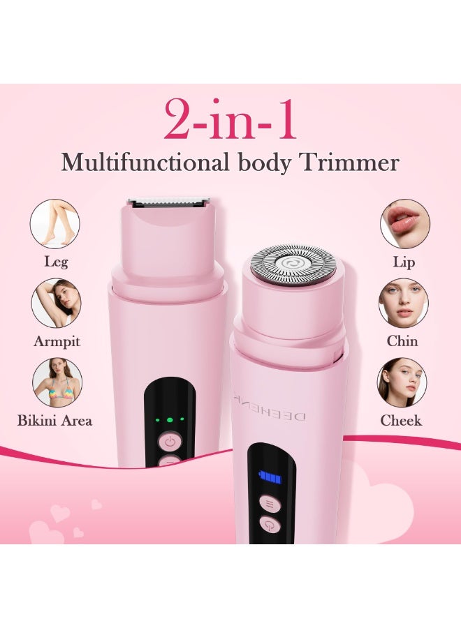 Generic Bikini Trimmer Razors Shaver for Women: 2-Speed Electric Razor for Pubic Hair Dual Head Shaver Women IPX7 Waterproof Rechargeable Lady Trimmer for Bikini Underarm Body Leg Face Pink  - Image 3