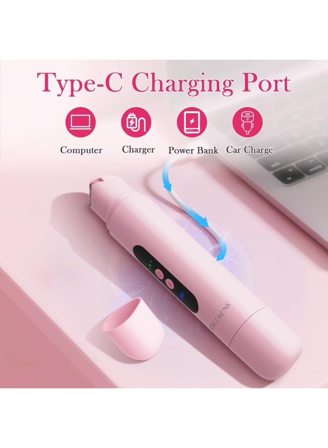 Generic Bikini Trimmer Razors Shaver for Women: 2-Speed Electric Razor for Pubic Hair Dual Head Shaver Women IPX7 Waterproof Rechargeable Lady Trimmer for Bikini Underarm Body Leg Face Pink  - Image 5