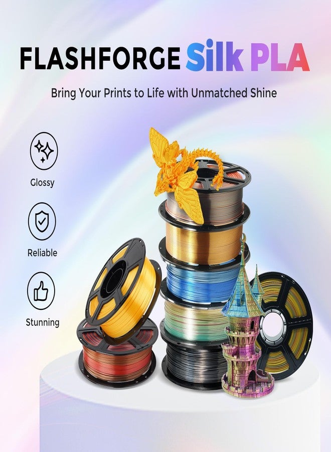 FLASHFORGE Silk Dual Color Filament, Blue to Silver Gradient, Smooth Color-Changing 3D Printer Filament 1kg (2.2lbs) Spool, 3D Printing Filament Easy to Use and Fits for Most FDM 3D Printers - Image 2