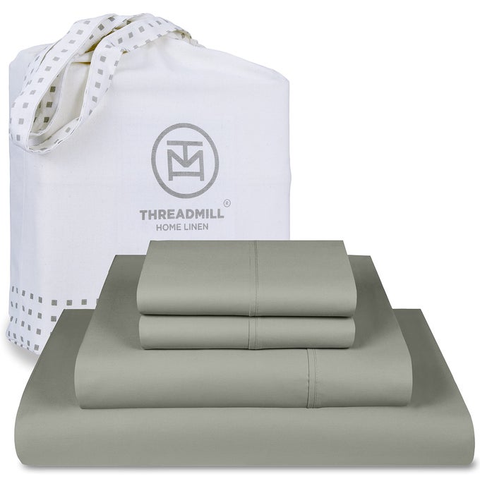 LUXURY 800 THREAD COUNT FULL SIZE 100 COTTON SHEETS MOONROCK GREY SATEEN WEAVE BEDSHEETS BETTER THAN EGYPTIAN COTTON 4 PC SOLID BED SET FITS 16 DEEP POCKET