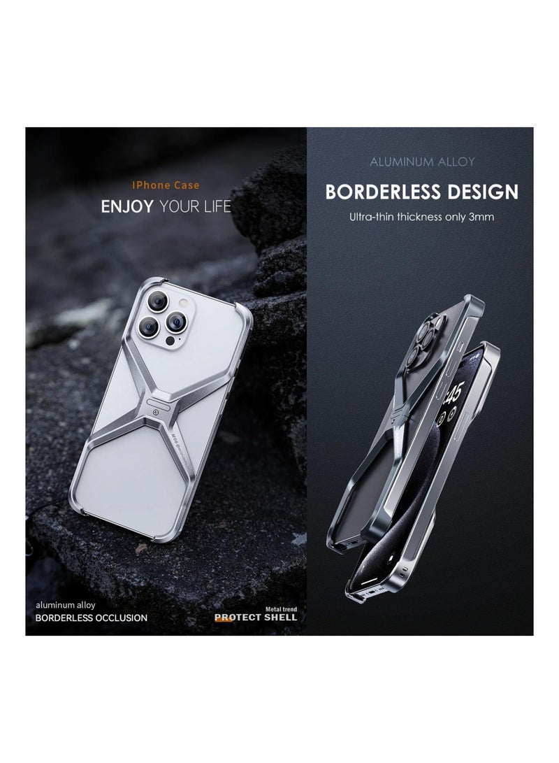 SYOSI Frameless Case for iPhone 15 Pro Max, Aerospace Aluminum Case Minimalist iPhone Cover Heat Dissipation Case Metal iPhone Case Bezel-less Phone Case Lightweight iPhone Case Slim iPhone Case - Image 3