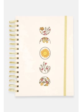 Paperbuzz Floral Printed Spiral Ruled Notebook, Cream Combo  - Image 1