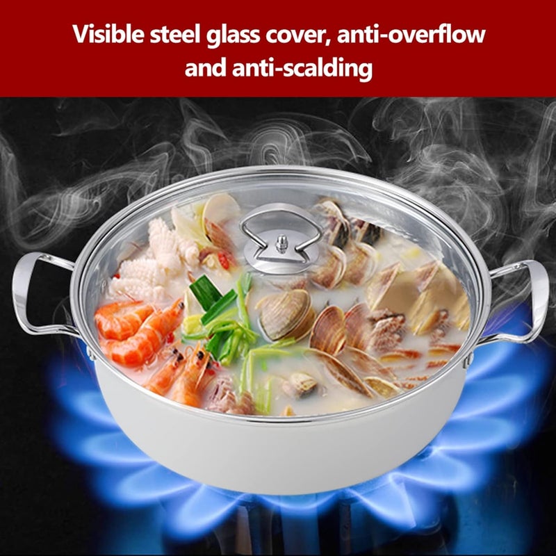 less Steel 2 Layer, 27cm/11in Double Bo Cooker, Food G Steel with Glass Lid, Even Heating for Soup Sing Cooking - Image 4