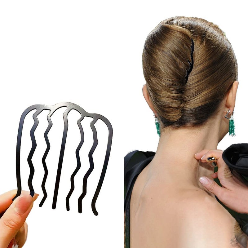metulip 4 Pcs Hair Fork Clip Metal Hair Side Combs Bun Updo Hair Sticks French Twist Hair Tool Bun Hair Pins Clips Grips for Women Girls - Image 5