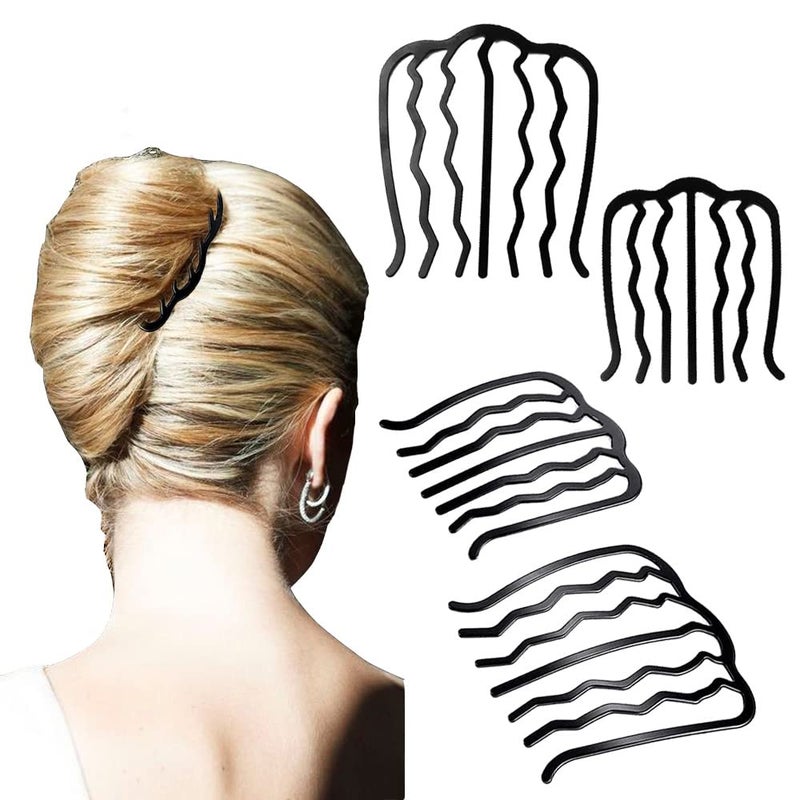 metulip 4 Pcs Hair Fork Clip Metal Hair Side Combs Bun Updo Hair Sticks French Twist Hair Tool Bun Hair Pins Clips Grips for Women Girls - Image 1