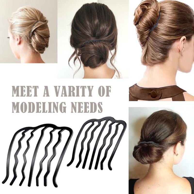 metulip 4 Pcs Hair Fork Clip Metal Hair Side Combs Bun Updo Hair Sticks French Twist Hair Tool Bun Hair Pins Clips Grips for Women Girls - Image 3