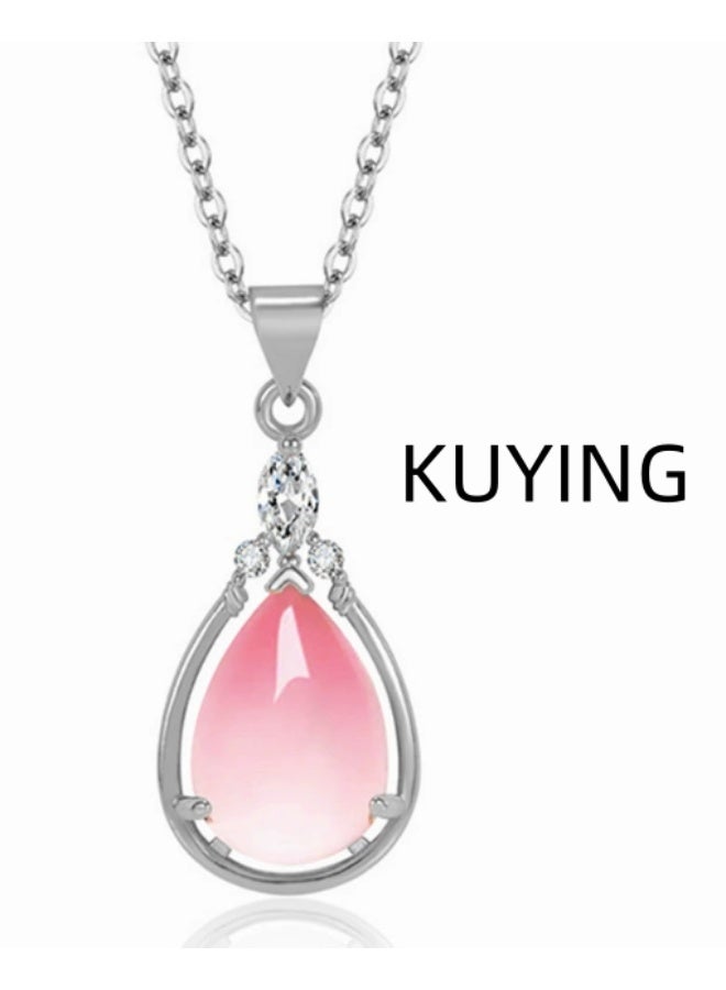 KUYING Best Friend's Gift  Hibiscus Stone O-chain Clavicle Chain