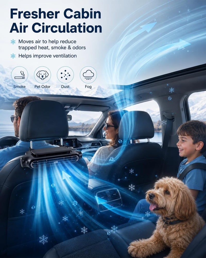 LETOUR Rechargeable Car Seat Fan, Cordless Backseat Fan with Cooling Airflow, 3-Speed Headrest Car Fan for Baby Rear Facing, Kids & Dogs - Image 5