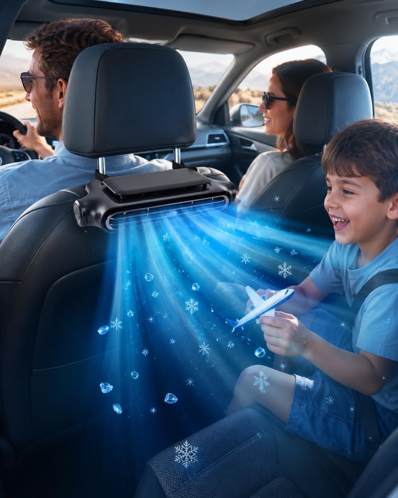 LETOUR Rechargeable Car Seat Fan, Cordless Backseat Fan with Cooling Airflow, 3-Speed Headrest Car Fan for Baby Rear Facing, Kids & Dogs - Image 1