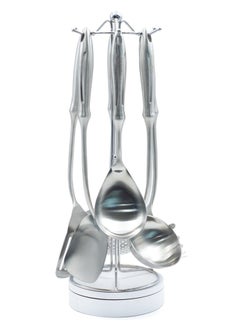 Beram Cooking Utensils Set, 304 Stainless Steel, 6 Pieces, Soup Spoon, Spatula, Slotted Turner, Rice Scoop, Pasta Server, Skimmer, Food Grade, Kitchen Tools, Honor Design  - Image 1