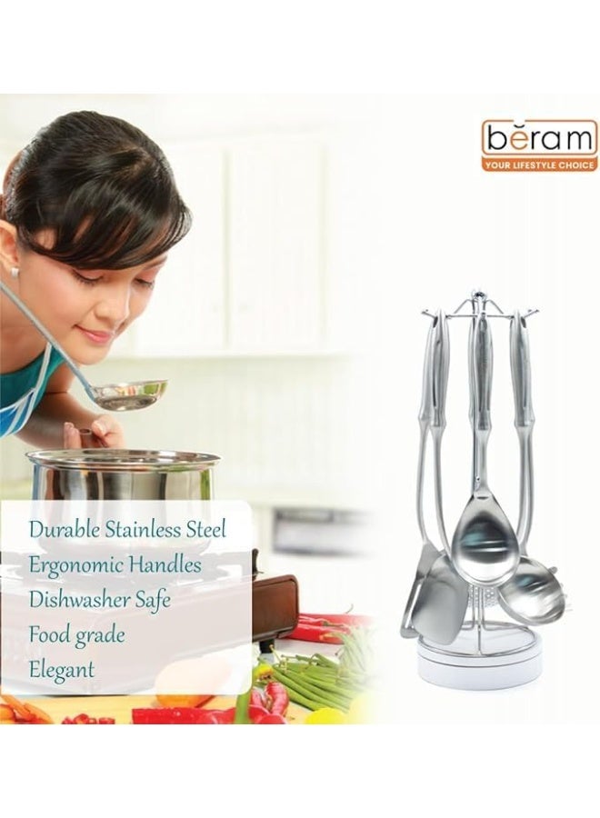 بيرام مجموعة أدوات الطبخ برام أونور من الستانلس ستيل 304 – 6 قطع تشمل مغرفة الحساء، ملعقة، مقلاة مثقوبة، مغرفة الأرز، ملعقة معكرونة، مقشدة – أدوات مطبخ آمنة للطعام - Image 5