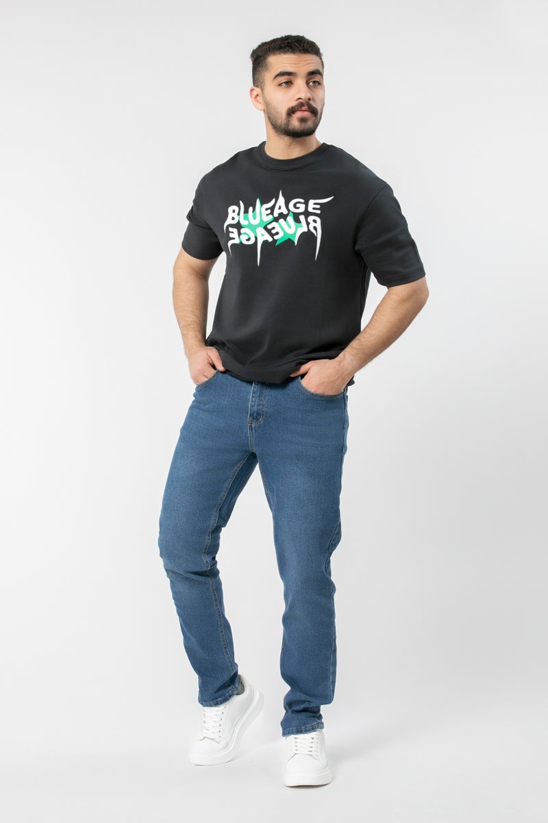 بلو إيج بنطلون جينز رجالي بلون سادة - Image 1