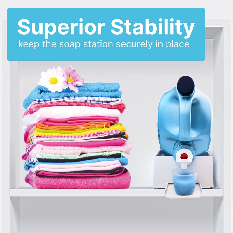 Skywin Laundry Detergent Holder Stand with Drip Tray  Laundry Soap Holder with Non-Slip Rubber Feet for Washing Space Organization  Angled Downward Slope for Easy Pouring (Ivory) - Image 3