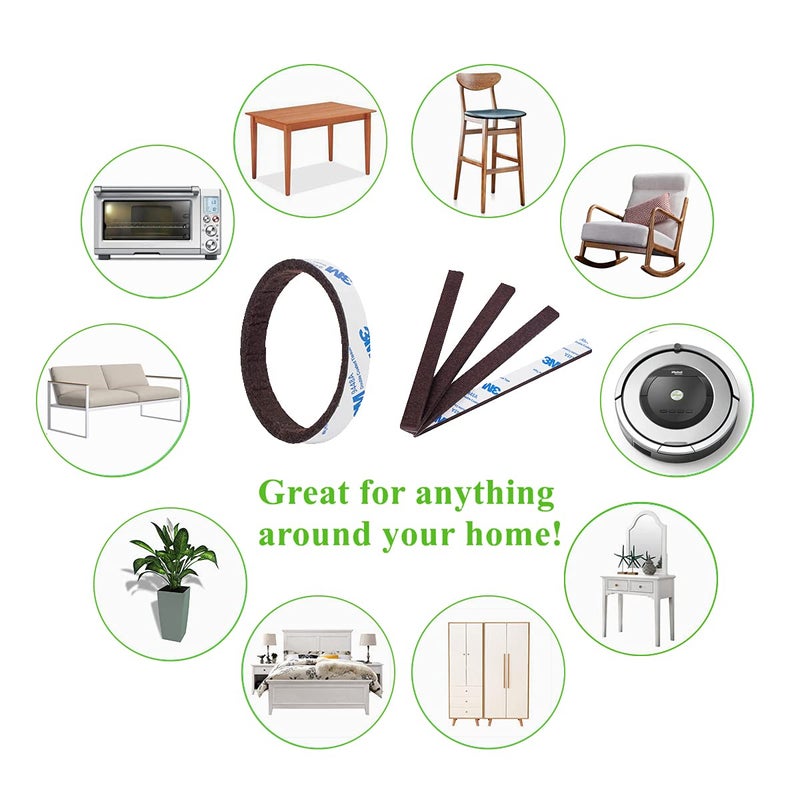 PremiFix Felt Strips With Adhesive Backing Felt Furniture Strips 20Pieces Pack 1/2X 6 Inches Adehesive Felt Strips For Furniture Brown - Image 4