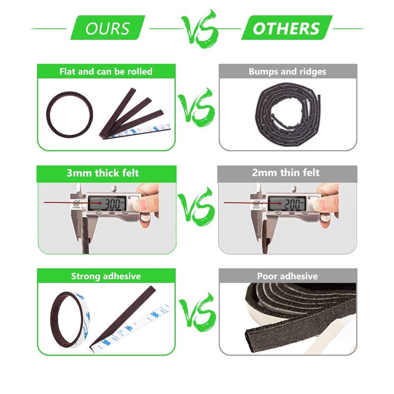 PremiFix Felt Strips With Adhesive Backing Felt Furniture Strips 20Pieces Pack 1/2X 6 Inches Adehesive Felt Strips For Furniture Brown - Image 2