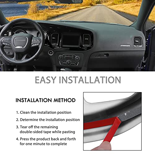 JWWY for Charger Center Consoles Dash Board Dashboard Instrument Gauge Cluster Dash Fascia Trim Panel Garnish Bezel for 2015-2026+ Dodge Charger Interior Accessories, ABS Bright Black 5pcs - Image 3