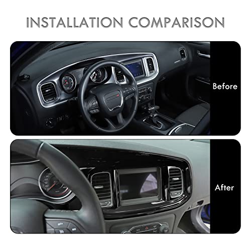 JWWY for Charger Center Consoles Dash Board Dashboard Instrument Gauge Cluster Dash Fascia Trim Panel Garnish Bezel for 2015-2026+ Dodge Charger Interior Accessories, ABS Bright Black 5pcs - Image 4