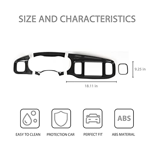 JWWY for Charger Center Consoles Dash Board Dashboard Instrument Gauge Cluster Dash Fascia Trim Panel Garnish Bezel for 2015-2026+ Dodge Charger Interior Accessories, ABS Bright Black 5pcs - Image 2