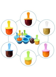 HOOKOR Silicone Popsicle Molds 7-cavity DIY Ice Pop Mold with Colorful Sticks For egg biting ice cream molds baby food storage containers non stick cake molds (blue)  - Image 2