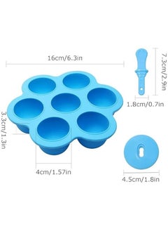 HOOKOR Silicone Popsicle Molds 7-cavity DIY Ice Pop Mold with Colorful Sticks For egg biting ice cream molds baby food storage containers non stick cake molds (blue)  - Image 5