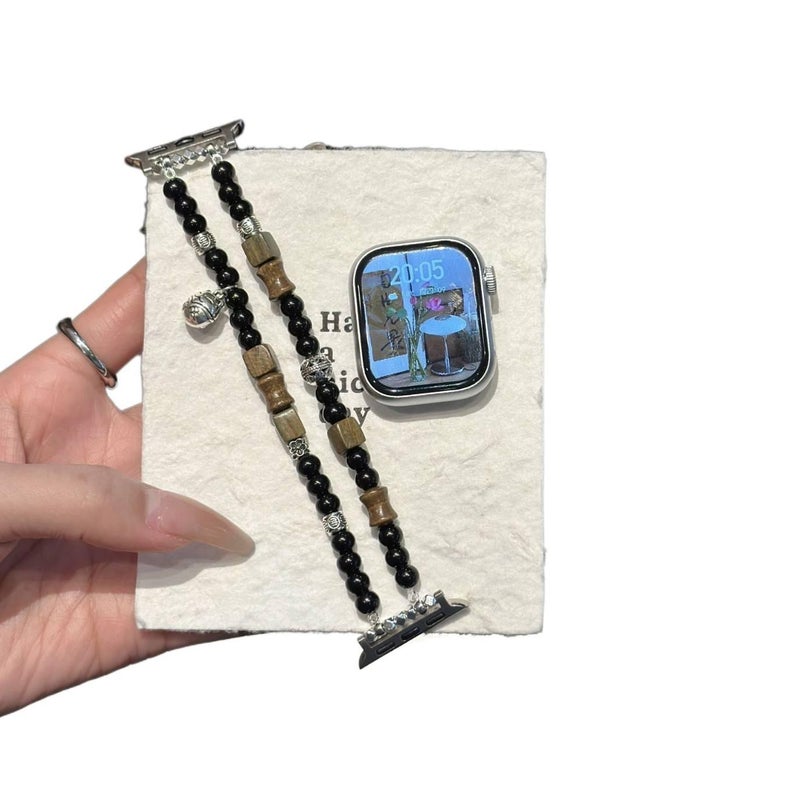 سوار ساعة ذكية سوار راتنج متوافق مع Apple Watch بملاءمة قابلة للتعديل وحزام بديل للاستخدام اليومي باللون أسود قابل للتعديل 18cm أثناء التنقل للطاولة للاستخدام المتكرر - Image 1