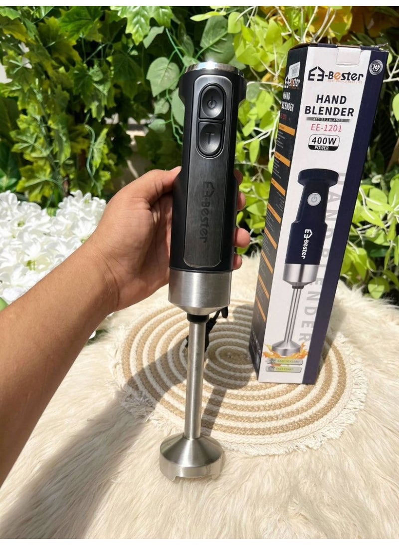 Master your daily meal prep and create perfect soups, smoothies, and sauces effortlessly with the high-performance Bester Hand Blender. Engineered with a powerful, heavy-duty motor and durable stainless steel blades, this premium immersion blender features an ergonomic non-slip handle and an easy-to-clean design, offering a sleek, versatile, and time-saving solution for the modern kitchen. - Image 1