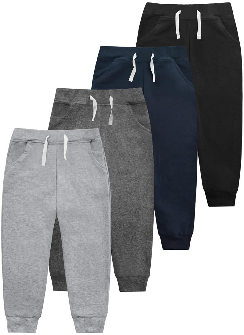 VOGRYE 4 Pack Boys Sweatpants Cotton Toddler Joggers Pants with Pocket Drawstring for Kids Toddler Boys 2T-6T - Image 1