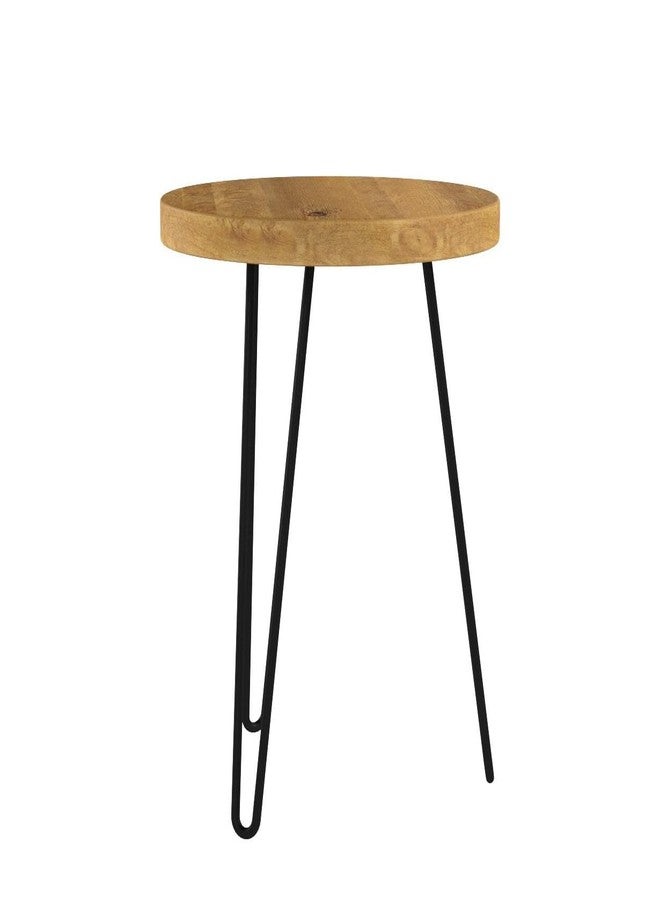 WELLAND طاولة جانبية دائرية من خشب الدردار القديم الريفي من ويلاند، مقاس 16 بوصة × 16 بوصة × 21 بوصة ارتفاعًا، طاولة جانبية عتيقة الطراز، حامل نباتات لغرفة المعيشة أو غرفة النوم أو المكتب المنزلي أو الفناء - Image 4