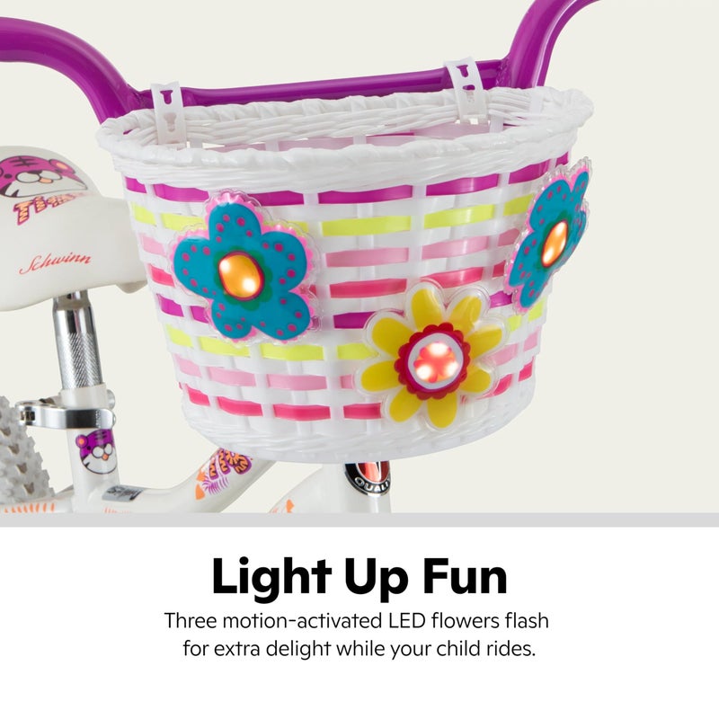 Schwinn Bike Basket for Kids Bike, with Light-Up Flowers Motion Activated, Fits Most Kids Bike Handlebars, Easy to Install Bicycle Accessories for Boys and Girls - Image 3