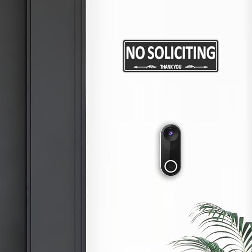 i-CowFun (2 Pack) Premium Metal Self-Adhesive No Soliciting Sign for Front Door, 7.5 x 2.5 Inches Aluminum No Solicitation Signs for House, Business, Home, Office, Window, No Fade, Rust Free - Image 2