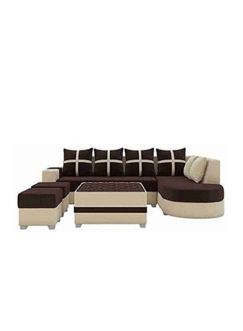 Ripple FURNITURE Simple Leisure Fashion Fabric Combination Living Room Sofa Set Brown  5 Seaterl Shape  95X30X28  - Image 1