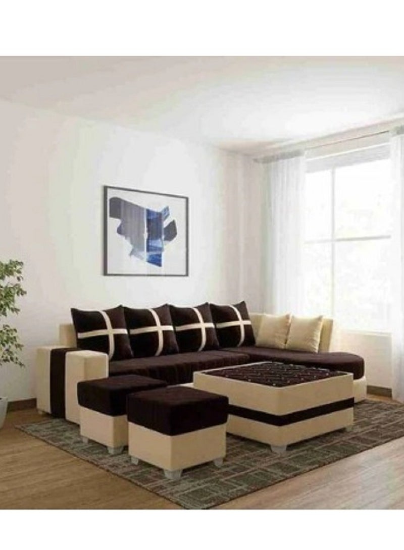 Ripple FURNITURE Simple Leisure Fashion Fabric Combination Living Room Sofa Set Brown  5 Seaterl Shape  95X30X28  - Image 2