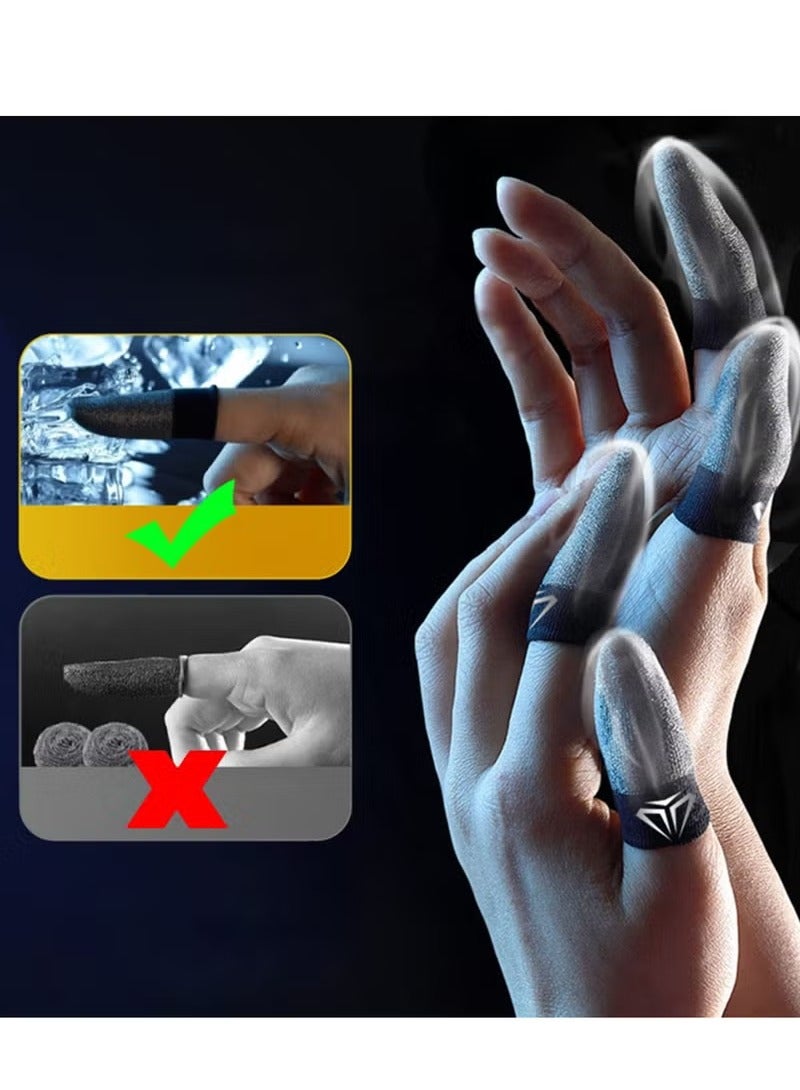 4pcs Gaming Finger gloves,Paired With A Metal Storage Box,Silver Fiber Material,Just Right Pressure/Breathable/Sweatproof（Silver black） - Image 5