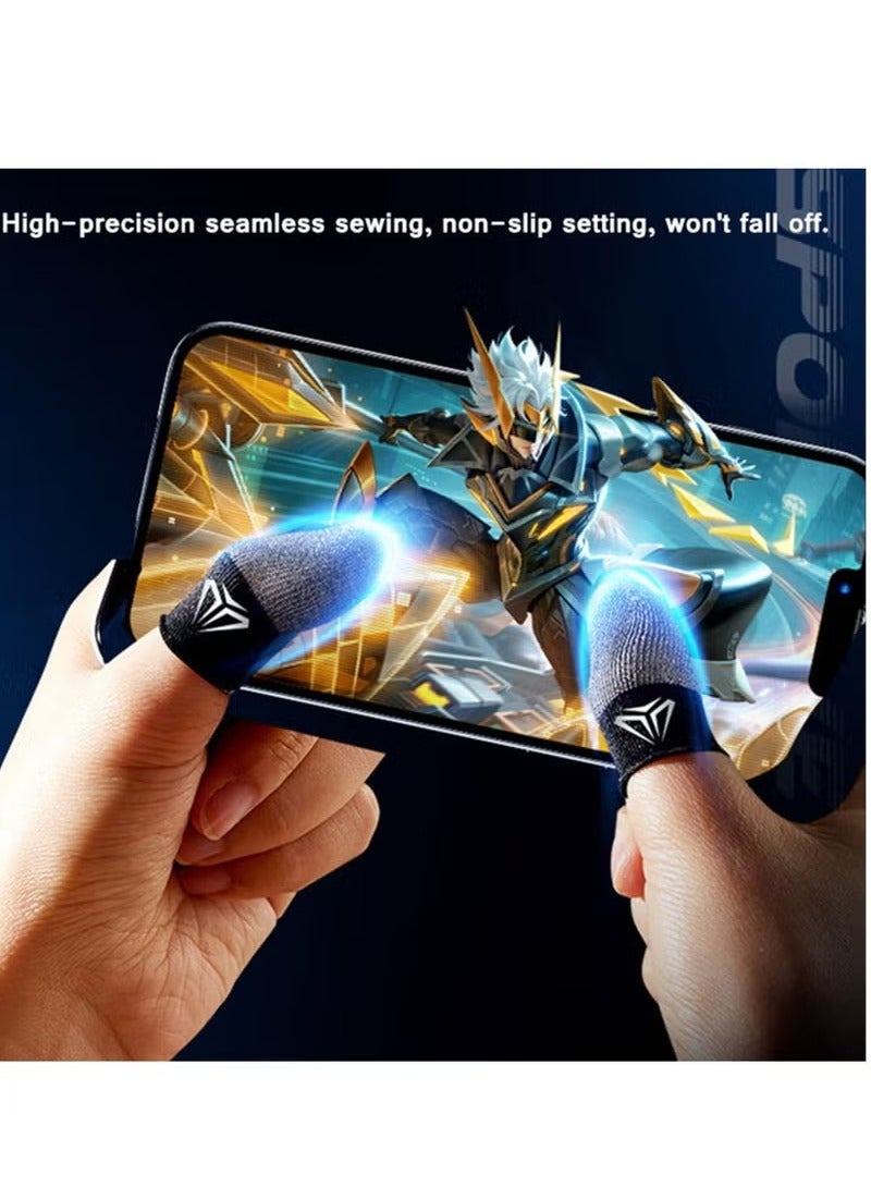 4pcs Gaming Finger gloves,Paired With A Metal Storage Box,Silver Fiber Material,Just Right Pressure/Breathable/Sweatproof（Silver black） - Image 4