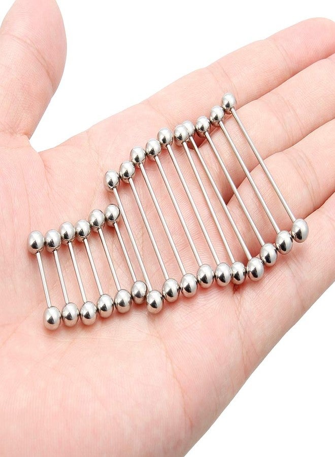 Ftovosyo 16PCS Mix Sizes Industrial Barbell Cartilage Earring Tongue Helix Barbell Surgical Steel Body Piercing Jewelry Retainer for Women Men Straight Bar Length 12-40mm, 12mm, 14mm, 16mm - Image 3