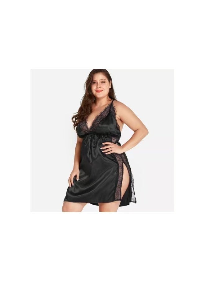 Generic 1-Piece Women Night Gowns Sleepwear,Nightwear Long Sleeping Dress,Luxury Women Casual Night Dress,Ladies Home Dressing,Colour Black  - Image 1