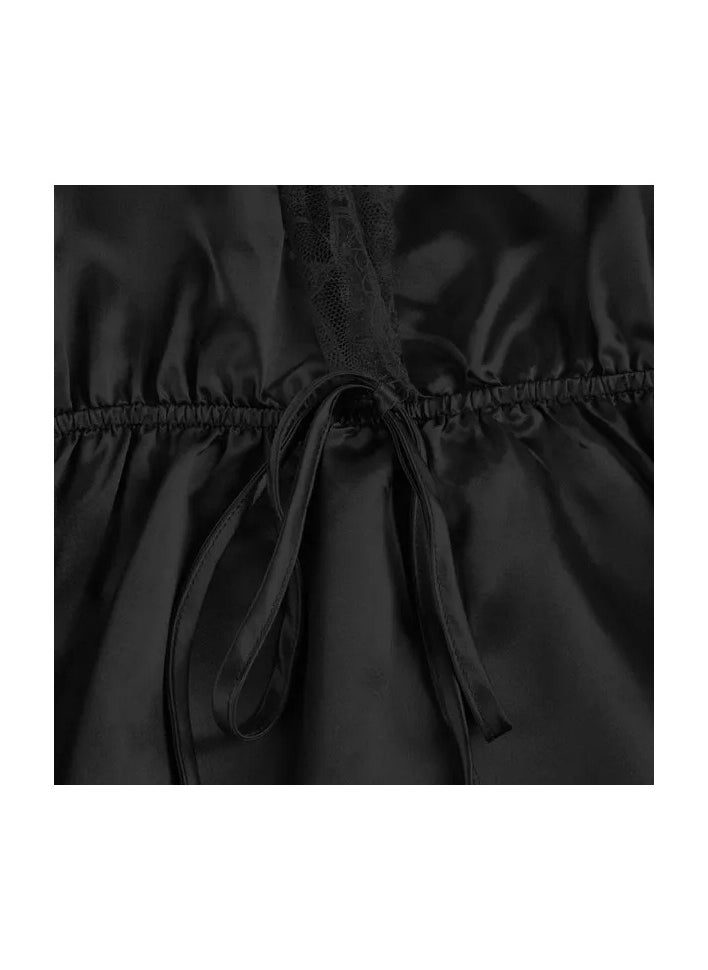 Generic 1-Piece Women Night Gowns Sleepwear,Nightwear Long Sleeping Dress,Luxury Women Casual Night Dress,Ladies Home Dressing,Colour Black  - Image 4