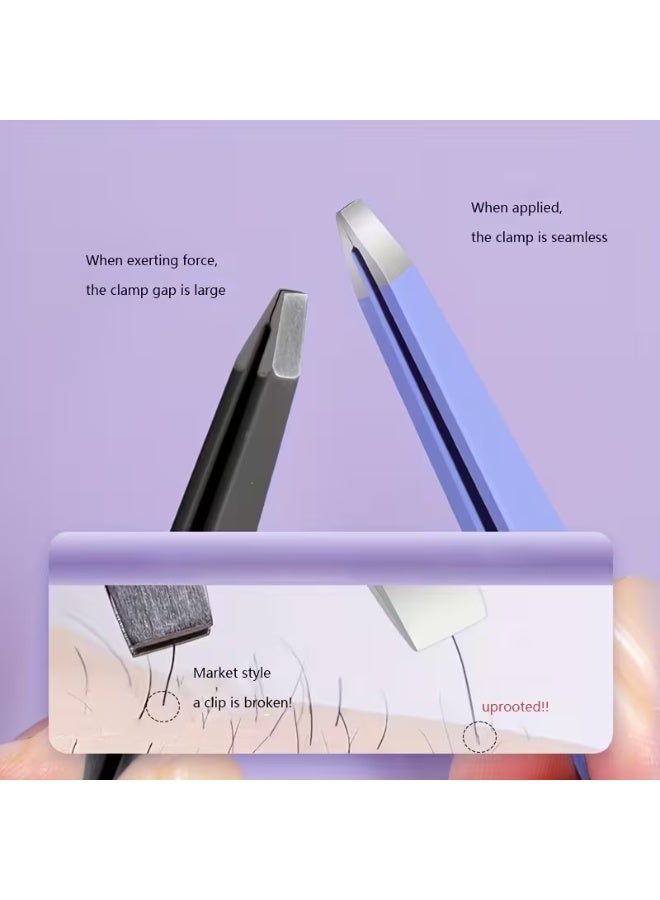 aeen Purple Stainless Steel Eyebrow Tweezers with Storage Bag – Precision Slanted Tip Hair Removal Tool | Professional Eyebrow Shaping & Grooming for Men & Women - Image 5