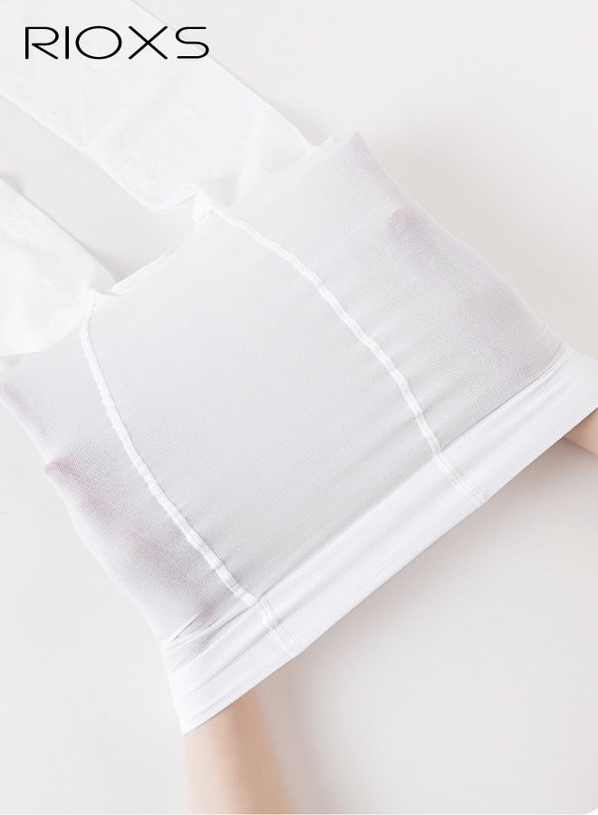 RIOXS Baby Girls Lace Tights, Summer Thin Stretch Footed Leggings with Bowknot, Soft Breathable Toddler Girls' Stockings with Rabbit Patternfor Performance Party Wedding, White - Image 3