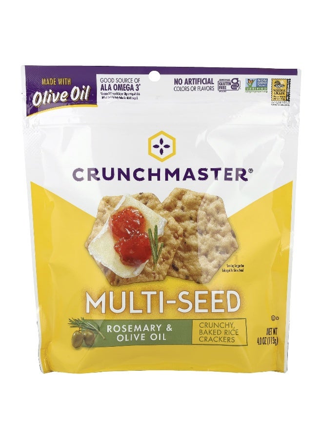 Crunchmaster Crunchmaster, Multi-Seed, Crunchy, Baked Rice Crackers, Rosemary & Olive Oil, 4 oz (113 g)  - Image 1