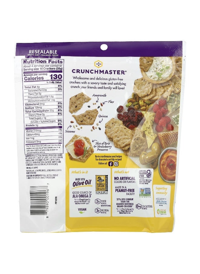 Crunchmaster Crunchmaster, Multi-Seed, Crunchy, Baked Rice Crackers, Rosemary & Olive Oil, 4 oz (113 g)  - Image 2