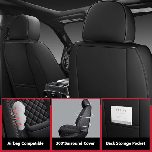 WENNFOUR F150 Seat Covers 2015-2025 Front Pair, Truck Interior Sets with Lumbar Support Custom Fit for Ford F150 2015-2025, F250/F350/F450 2017-2025 Super Duty Crew Cab XLT XL Lariat Platinum, Black - Image 4