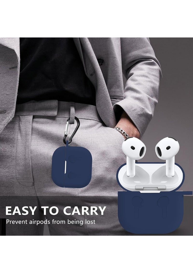 MIGOFAST - AirPods 4 Case Silicone Compatible with AirPods 4th Generation Case (2024)  D rop Protection Cover with Keychain  Dark Blue - Image 1
