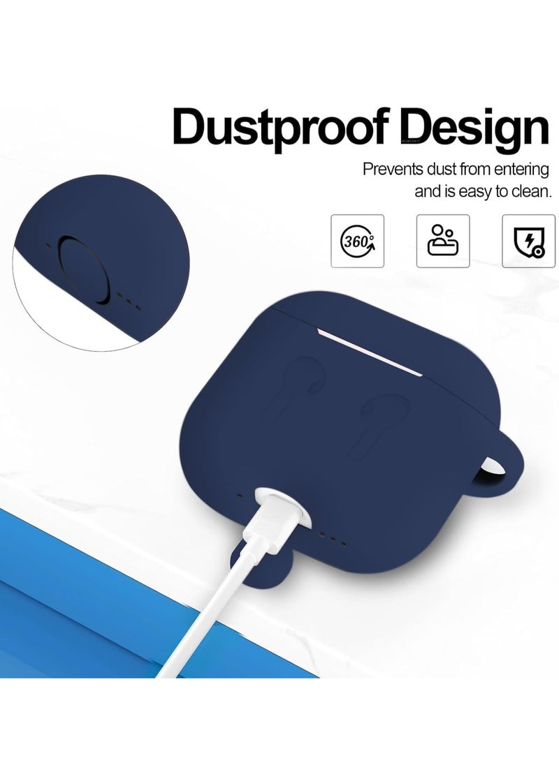 MIGOFAST - AirPods 4 Case Silicone Compatible with AirPods 4th Generation Case (2024)  D rop Protection Cover with Keychain  Dark Blue - Image 1
