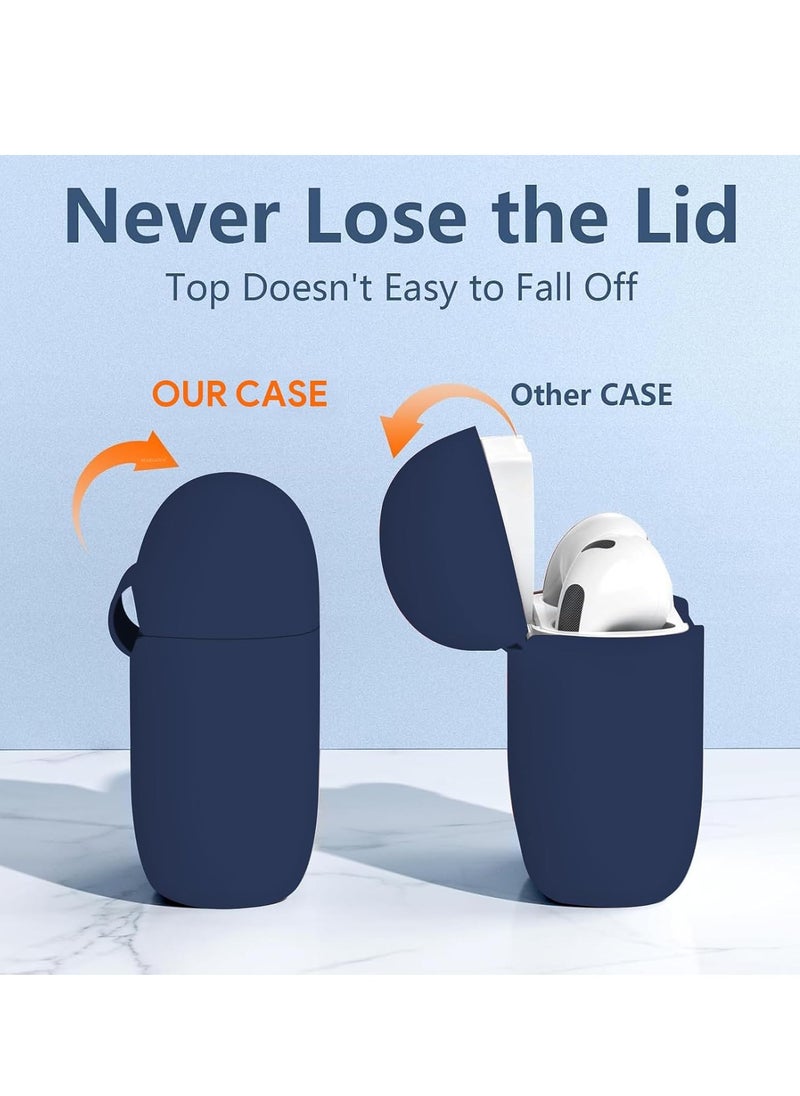 MIGOFAST - AirPods 4 Case Silicone Compatible with AirPods 4th Generation Case (2024)  D rop Protection Cover with Keychain  Dark Blue - Image 1